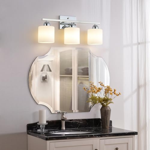 Stainless Steel Milk Glass Vanity Lights for Bathroom