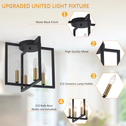 Semi Flush Mount Ceiling Light Fixture (4 Count)