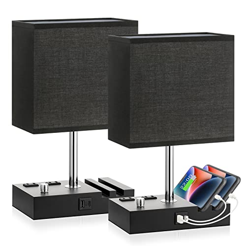 Black Bedside Table Lamps Set of 2 (2 Count)