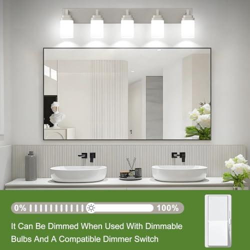 Brushed Nickel Bathroom Light Fixtures (Nickel / 5-Light)