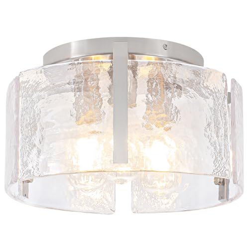 Modern Brushed Nickel Semi Flush Mount Ceiling Light 3 Lights Ceiling Lamp