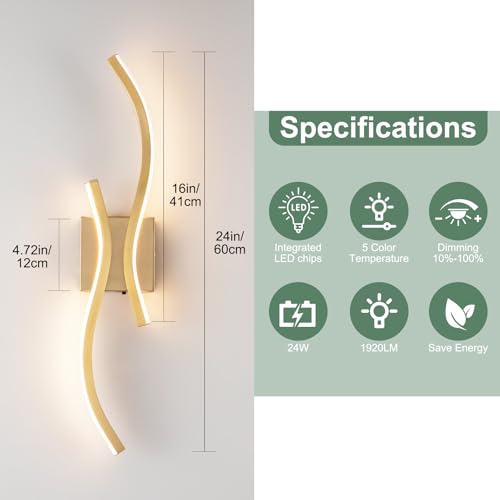 Gold Modern Wall Sconce Set of Two
