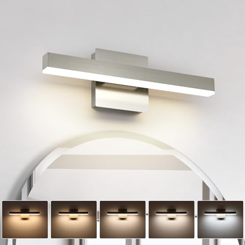 Bathroom Light Fixtures Brushed Nickel Vanity Lights Bar 5cct Dimmable Modern Bath Lighting Fixture Over Mirror Led Vanity Light for Bathroom 15.74 inch ETL Certificated