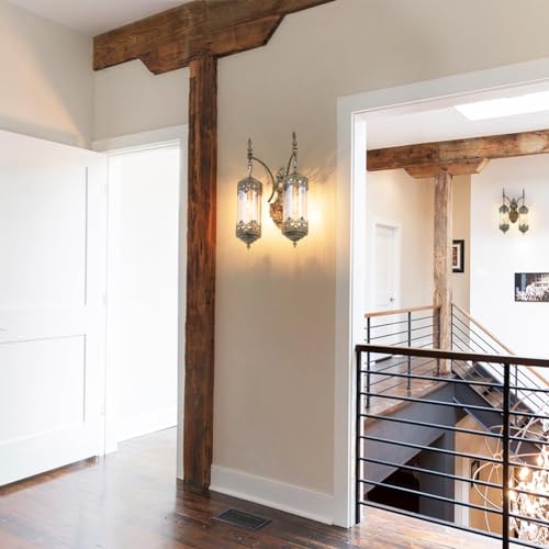 Antique Gothic Amber Glass Wall Sconce for Bedroom