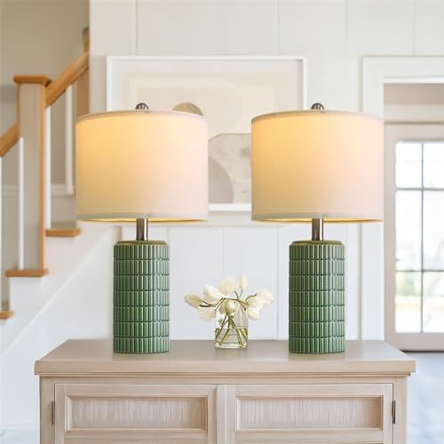 20.75" Small Modern Ceramic Table Lamps Set of 2 for Bedroom (2 Count)
