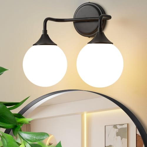 Black Bathroom Light Fixtures Over Mirror Vanity 2 (2 Count)
