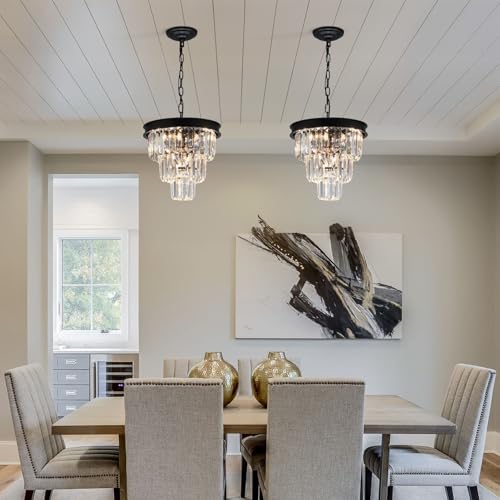 Black Crystal Chandeliers for Dining Room (4 Count)