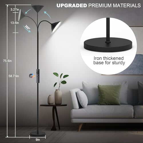 76" LED Floor Lamp (Black-76inch)