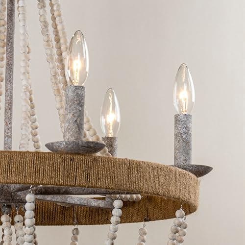 White Beaded Chandelier Bohemian Style