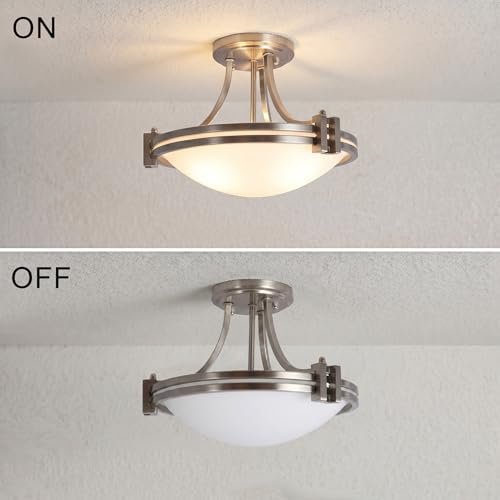 12 Inch Semi Flush Mount Ceiling Light Brushed Nickel ETL Listed