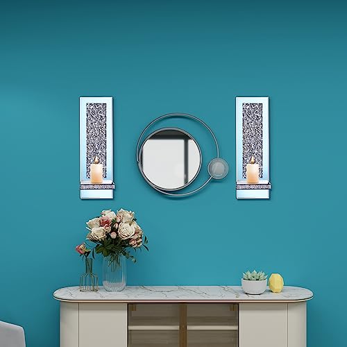 Mirrored Wall Candle Sconces Holder Set of 2 (2 Count)