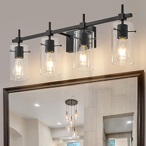 4 Lights Vanity Light Black Bathroom Vanity Lights Over Mirror Vanity Lights for Mirror Bathroom Light Fixture