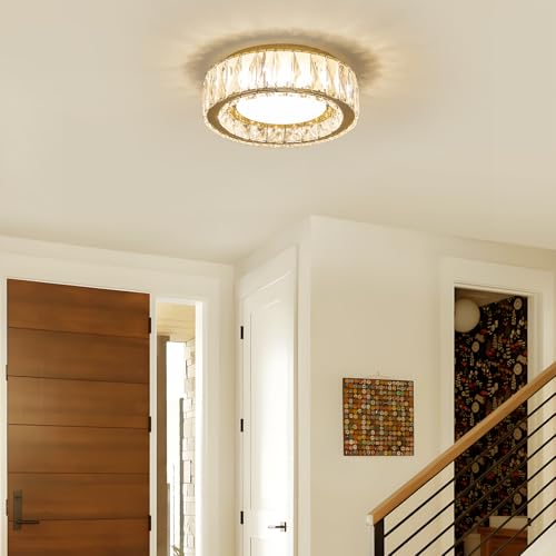 11 Inch Dimmable Luxury Crystal LED Flush Mount Ceiling Light
