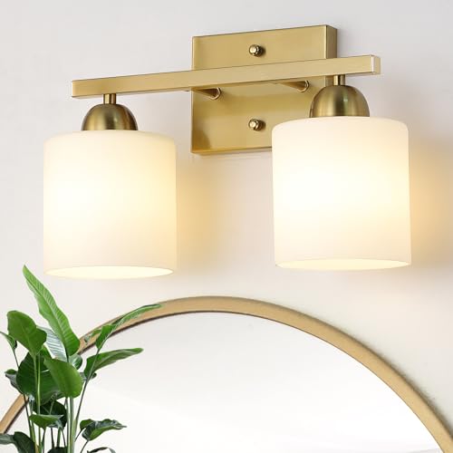 Stainless Steel Milk Glass Vanity Lights for Bathroom