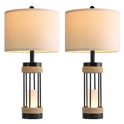 25" Table Lamps Set of 2 with Night Light (2 Count)