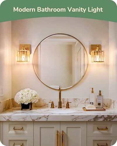 Modern Gold Crystal Wall Sconces Set of 2