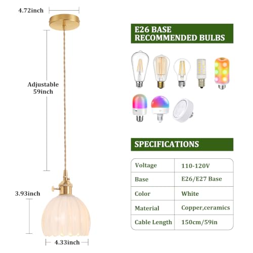 Pendant Light 2 Pack with White Tulip Glass Lmapshade (2 Count)