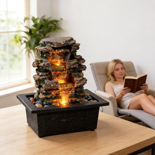 Tabletop Waterfall Fountain with LED Light
