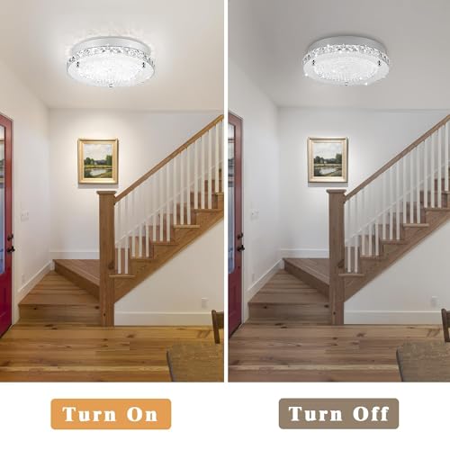 Modern Crystal Flush Mount Ceiling Light LED Kitchen Ceiling Lamp 18W