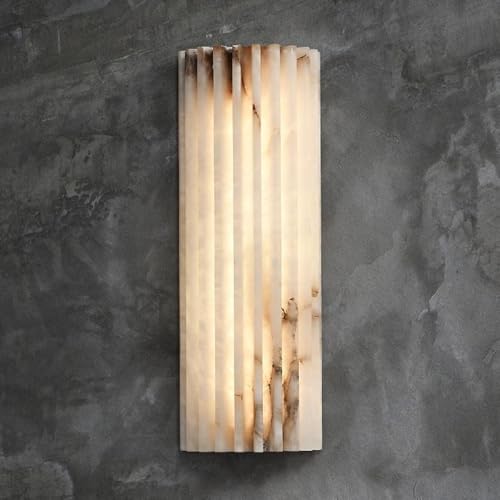17.7in Natural Alabaster Wall Sconce Semicircle Marble Wall Light Hardwired