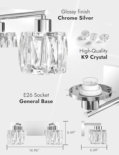 Crystal Vanity Lights for Bathroom (2 Count)