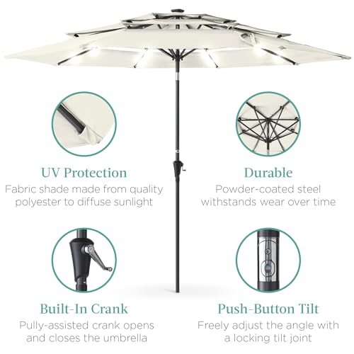 10ft 3 Tier Solar Patio Umbrella