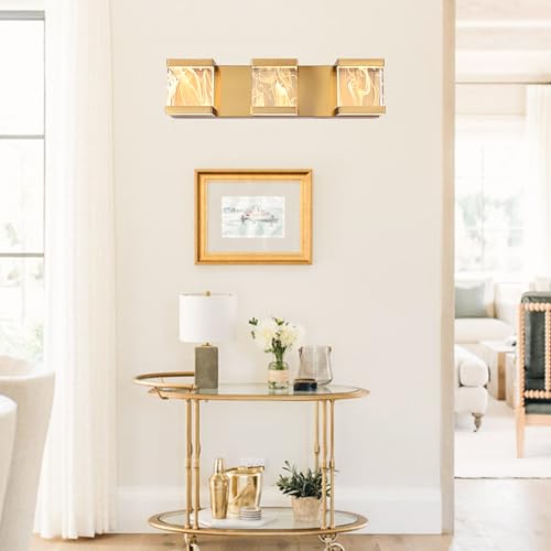 Brass LED Vanity Lights Over Mirror 3 Lights