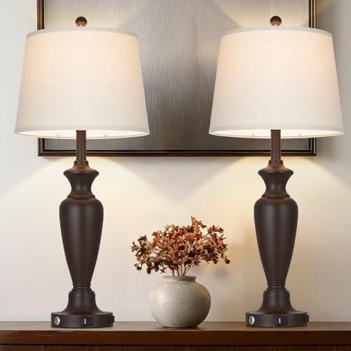 30" Tall Brown Table Lamps Set of 2 for Living Room (2 Count)