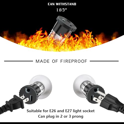 3 Pack Light Socket to Plug Adapter