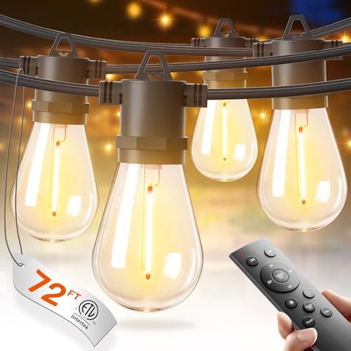 72FT Outdoor String Lights with 36 Dimmable Edison Bulbs for Patio (72 Foot)
