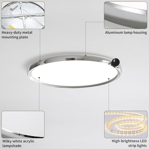 Chrome Round Flat Panel Light