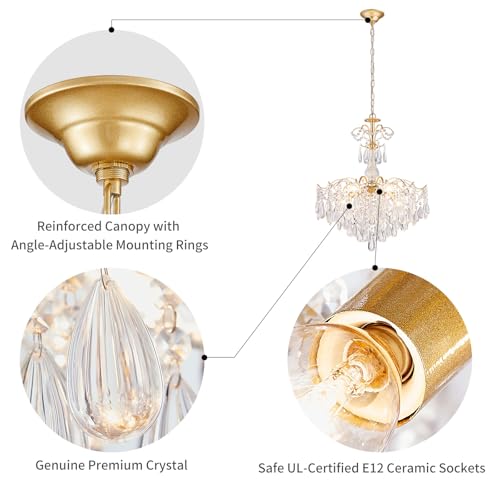 6 Light Crystal Chandelier Pendant Ceiling Light Modern Lighting Fixture for Bedroom Hallway Bar Kitchen Bathroom