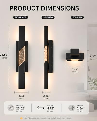 Modern LED Outdoor Wall Sconce (Black / 23.62 inch, 1 Pack)