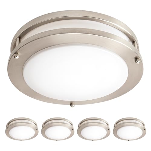 10inch LED Flush Mount Ceiling Light Fixture Dimmable Brushed Nickel (4 Count)