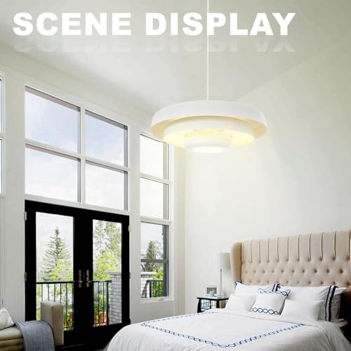 Vintage Pendant Light with White Metal Shade