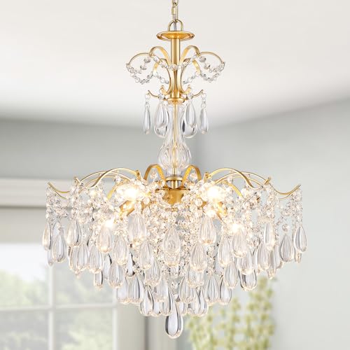 6 Light Crystal Chandelier Pendant Ceiling Light Modern Lighting Fixture for Bedroom Hallway Bar Kitchen Bathroom
