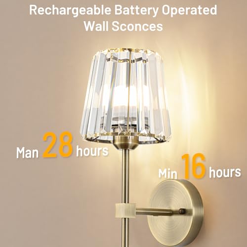 Crystal Battery Operated Wall Sconces Set of 2 (2 Count)