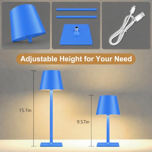 Blue Cordless Table Lamp Set of 2 (2 Count)