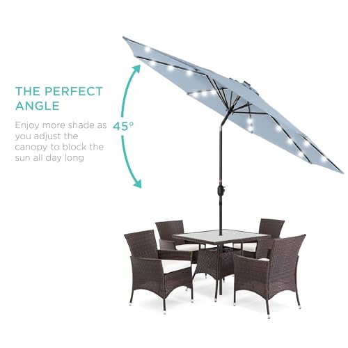 10ft Solar Polyester LED Lighted Patio Umbrella w