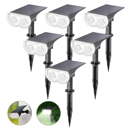 Solar Lights Outdoor Waterproof Landscape Spotlight Daylight 6 Pack (6 Count)
