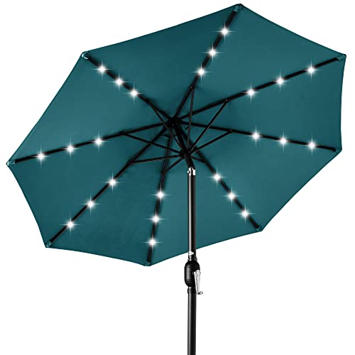 10ft Solar Polyester LED Lighted Patio Umbrella w