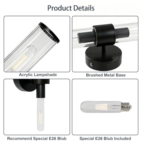 Black Battery Operated Wall Sconces Set of 2