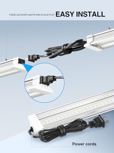 60W 4 Foot Led Shop Lights 2Pack Linkable Ceiling Or Hanging Mount for Shop