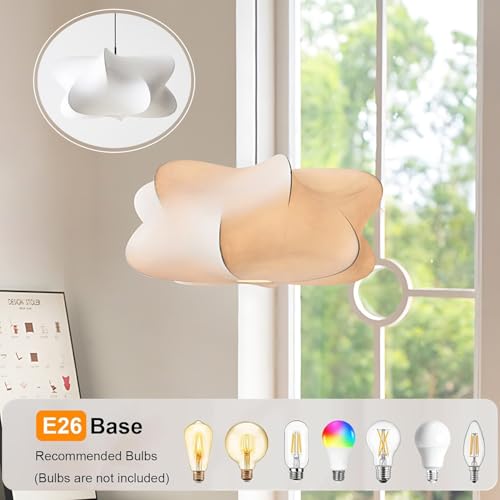 Wabi Sabi Style White Fabric Pendant Light for Kitchen Island