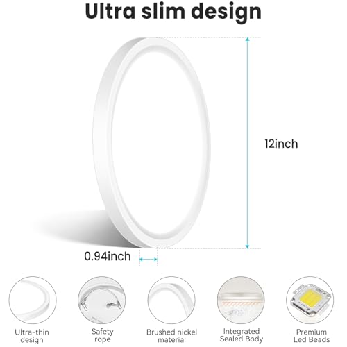 12 inch Flush Mount LED Ceiling Light Fixture (4 Count)