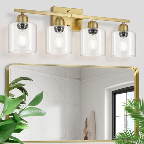 Modern Brushed Gold 4 Light Bathroom Light Fixtures