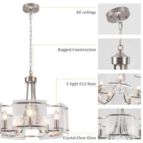 Modern Textured Glass Chandelier for Dining Room