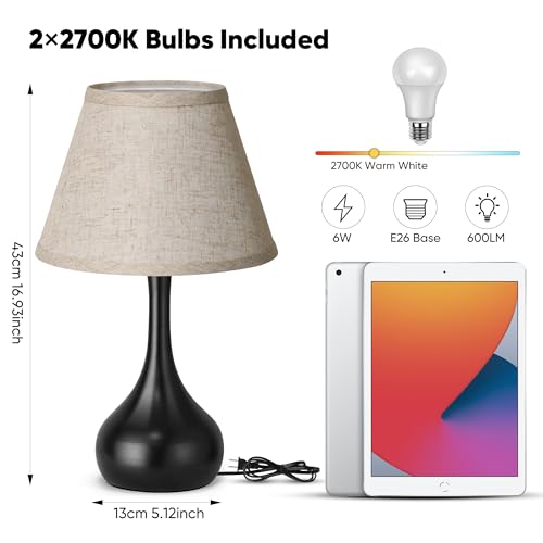 Touch Table Lamp for Bedroom Set of 2 (2 Count)