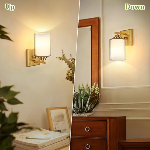 Wall Sconces Set of 2 with Double Clear Glass Shade for Bathroom (2 Count)