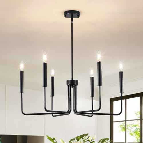 Modern LED Chandelier，Black Chandelier for Dining Room,6-Light Dining Room Light ，Industrial Modern Style Pendant Lamps, Bedrooms, Foyers, Corridors, Kitchens, Living Rooms，Entrances